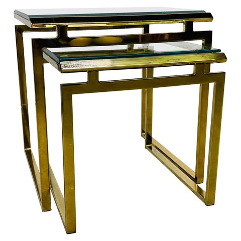 Polished Brass And Beveled Glass Nesting Tables Designed By Milo ... in Creating Functional Living Spaces with Nested Furniture Solutions