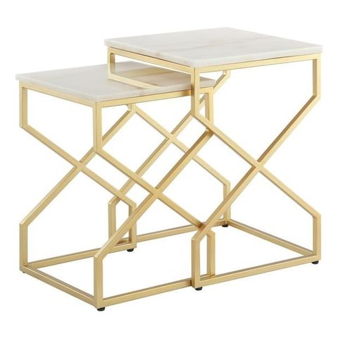 Posh Living Navarro Square Marble Top Nesting End Table In Gold | Cymax ... inside Exploring the Versatility of Nested Furniture in Small Living Areas