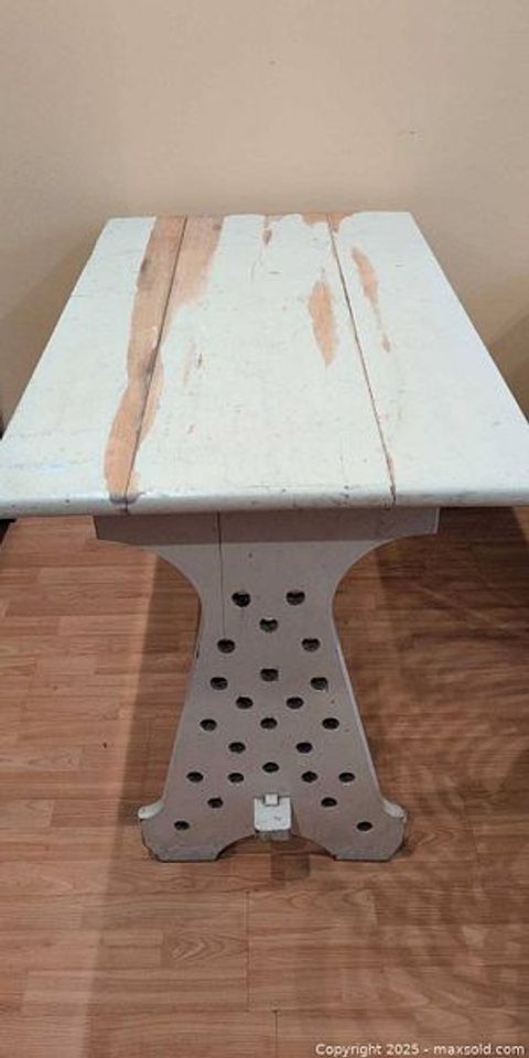 Rustic Solid Wood Painted Farm Table | Maxsold within Exploring Navajo Red's Rich History in Interior Design