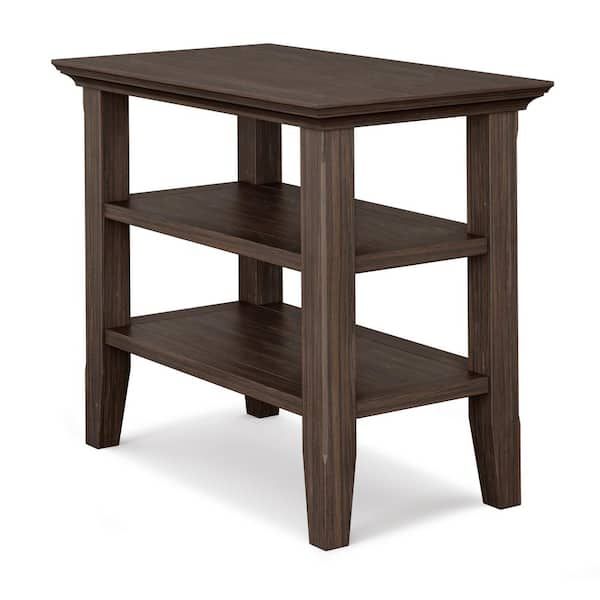 Simpli Home Acadian Solid Wood 14 In. Wide Rectangle Transitional ... throughout Solid Wood 14&quot; Wide Rectangle Narrow Side Table In Light Golden Brown
