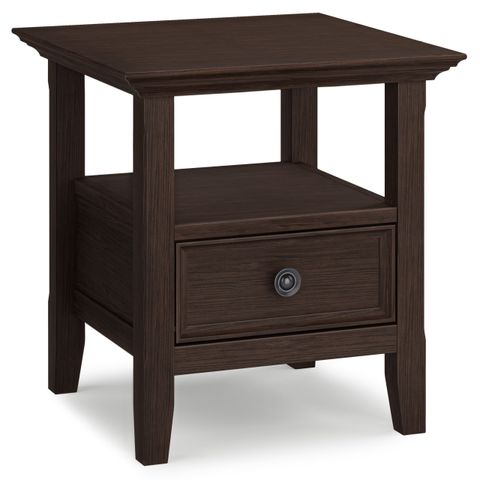 Simpli Home Amherst Solid Wood 19 Inch Wide Square Traditional End ... pertaining to Acadian Solid Wood 19 Inch Wide Square End Table In Light Golden Brown