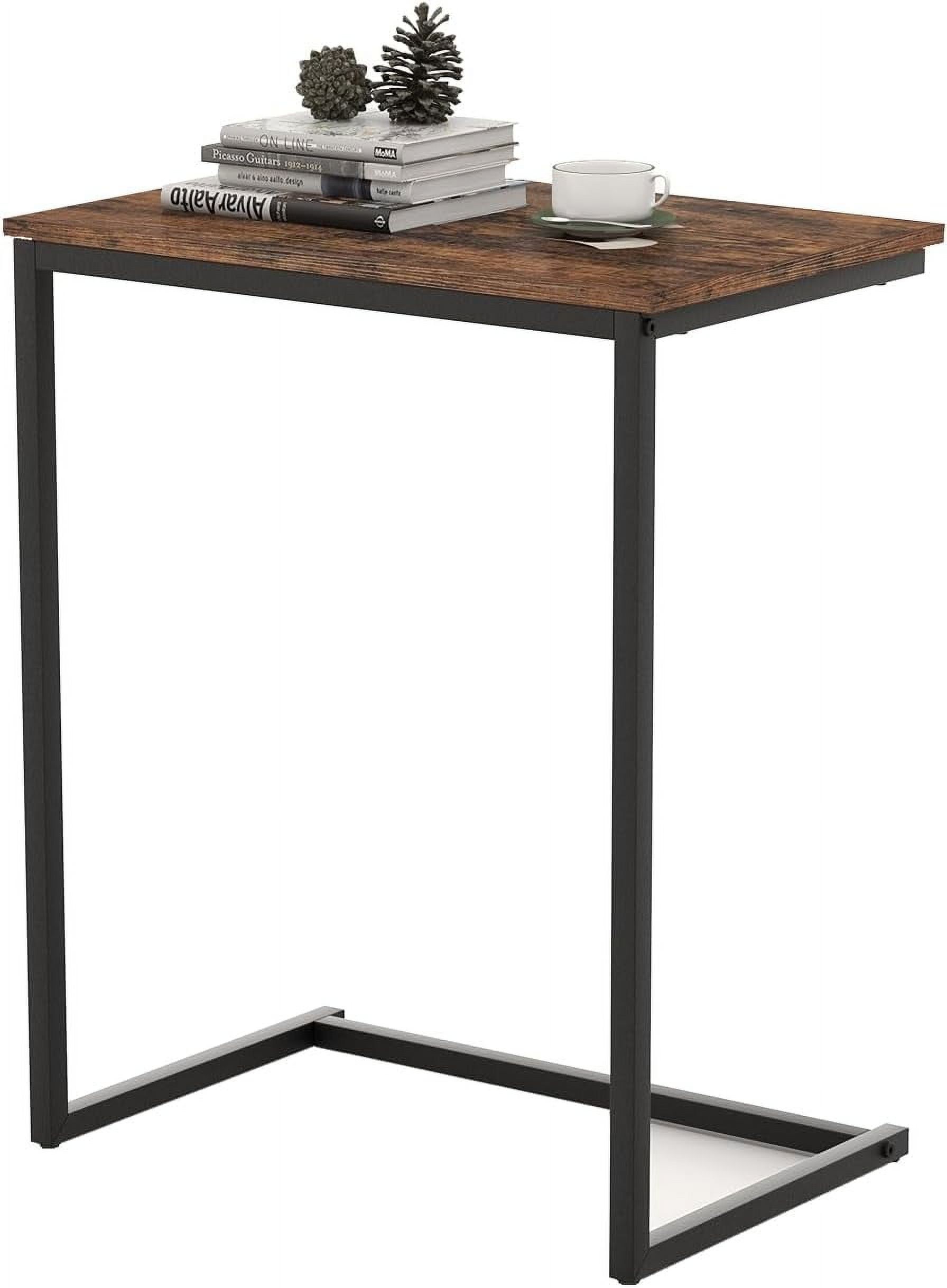 Sofa Side End Table C Shaped Side Table With Wooden Top And Sturdy ... in Maximizing Space Efficiency with Curved Furniture Solutions