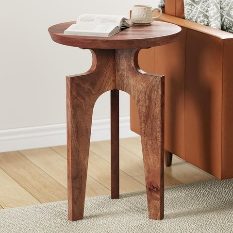 Solid Mango Wood Round End Boho Side Small Sofa Drum Design Vintage ... throughout Gdf Studio 21"H Drum-Shaped Mango Wood Round End Table, Honey