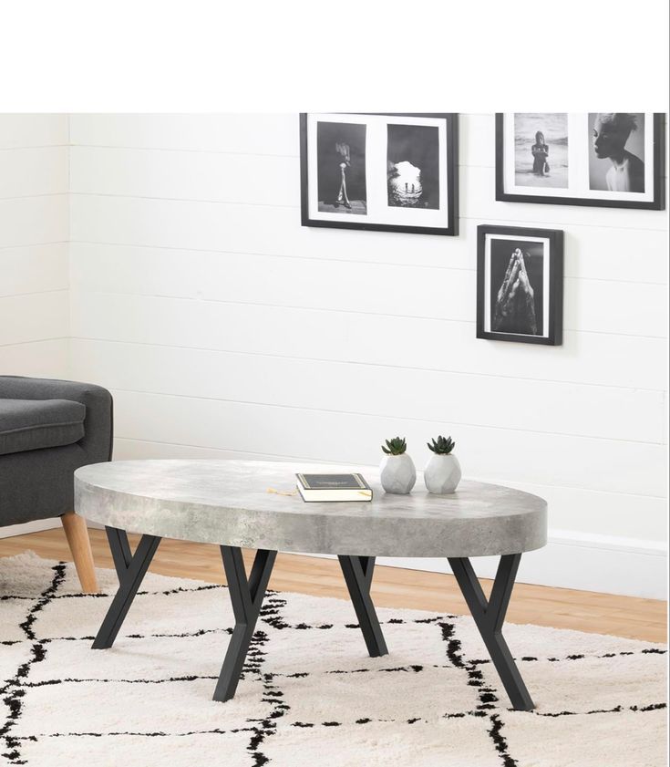 South Shore City Life Coffee Table-Concrete Gray And Black, Oval for The Artisan Craft Behind South Shore City Life&#039;s Faux Concrete Tables