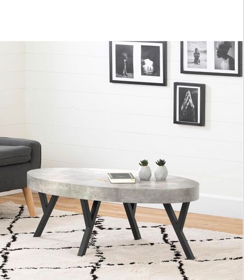 South Shore City Life Coffee Table-Concrete Gray And Black, Oval for The Artisan Craft Behind South Shore City Life's Faux Concrete Tables