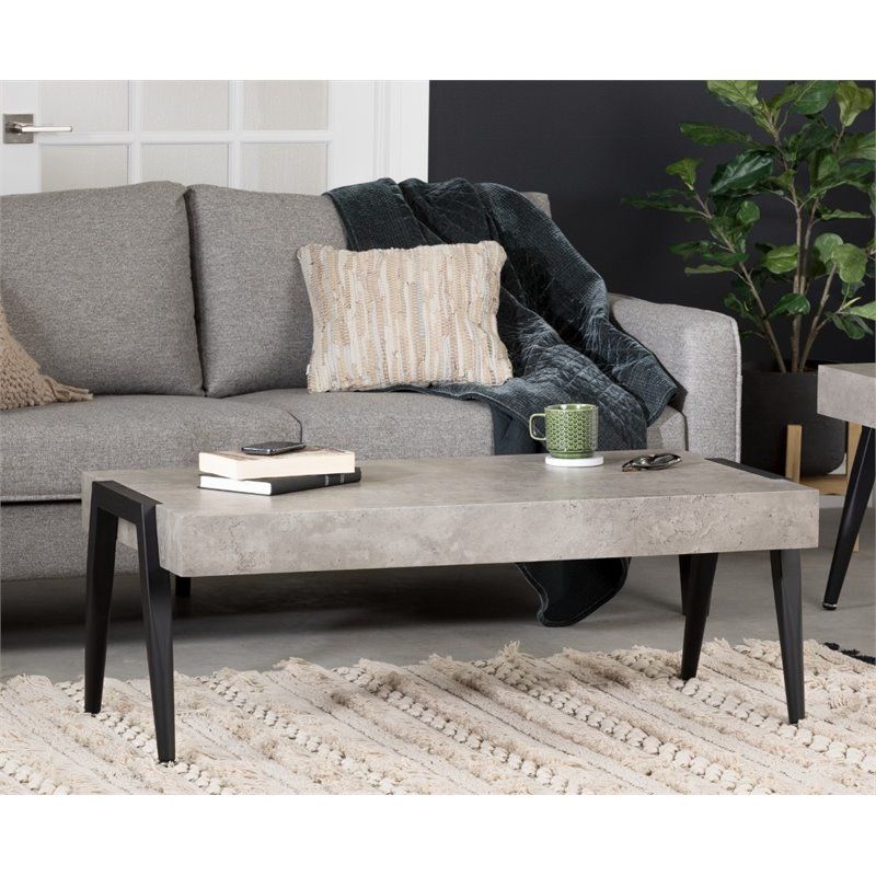 South Shore City Life Faux Concrete Coffee Table In Gray And Black ... throughout The Artisan Craft Behind South Shore City Life&#039;s Faux Concrete Tables