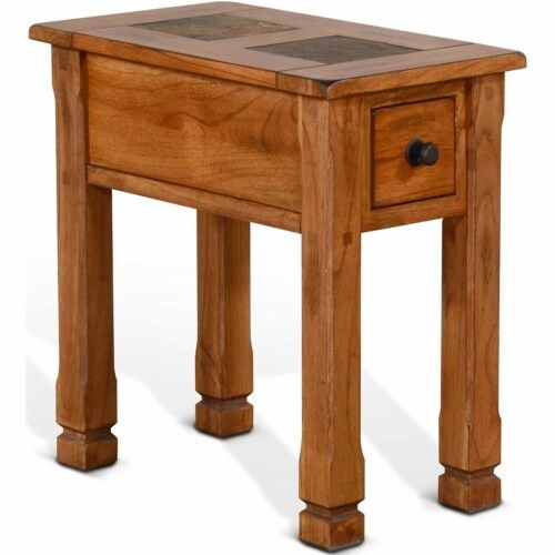 Sunny Designs Sedona 15 inch transitional wood chair side table in rustic oak