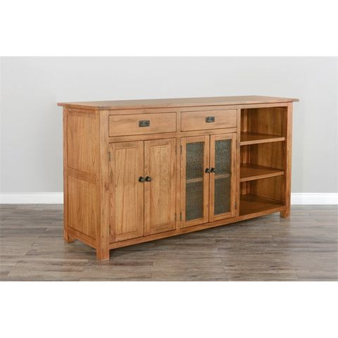 Sunny Designs Sedona 80" Transitional Mahogany Wood Buffet In Rustic ... regarding Sunny Designs Sedona 15 inch transitional wood chair side table in rustic oak