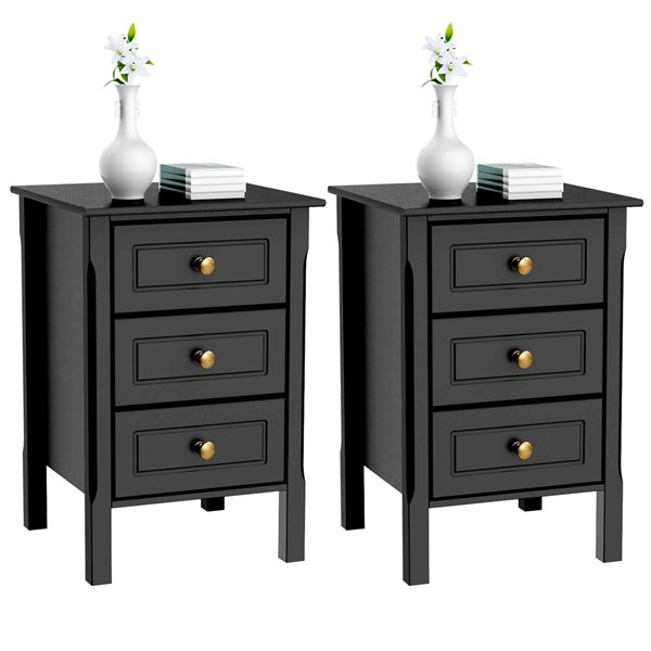 Topeakmart 2Pcs 3 Drawers Nightstand Tall End Table Storage Wood ... throughout Why the Hcs7081 Side Cabinet End Table Nightstand Represents the Peak of Contemporary Chinese Design