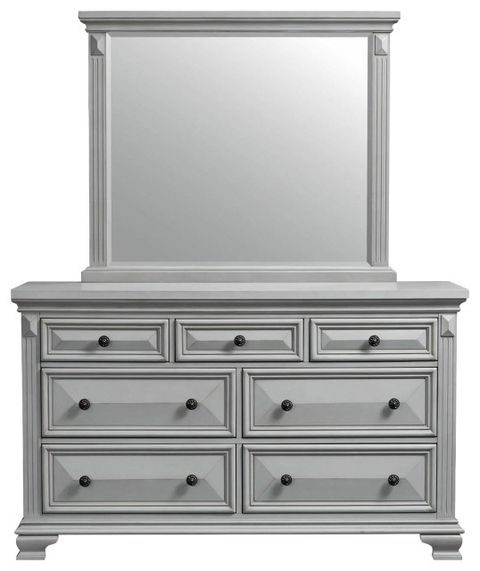 Trent 7-Drawer Dresser W/ Mirror Set, Gray - Traditional - Dressers ... throughout Picket House Furnishings Trent 7-Drawer Dresser W/ Mirror Set In White
