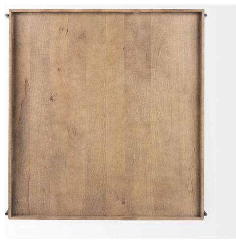 Trey Medium Brown Solid Wood W/Black Metal Frame Two-Tier Square Coffee ... regarding Kade Medium Brown Solid Wood W/Gray Metal Frame Two-Tier Coffee Table