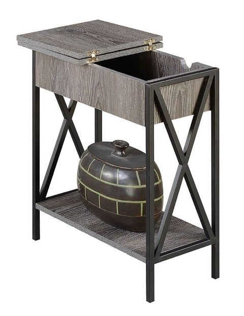 Tucson Electric Flip Top End Table In Weathered Gray - Convenience ... regarding Convenience Concepts Tucson Electric Flip Top End Table In Faux Birch Gray Wood