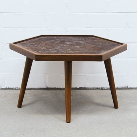 Vintage Wooden Hexagon Table, 1960S | #307202 intended for Benzara Bm223418 Contemporary High Gloss Hexagonal Wooden End Table Medium,Gray