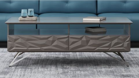 Vortice 55" Coffee Table - Gray with Zuri Furniture Modern Vortice Side Table Glossy Gray Lacquer