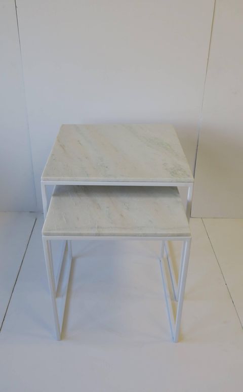 White Marble Nesting End Tables, Pair Set For Sale At 1Stdibs in Exploring the Versatility of Nested Furniture in Small Living Areas