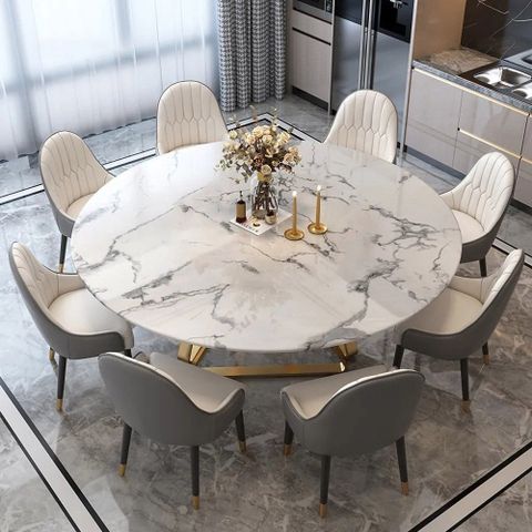 White Modern Round Marble Dining Table With Stainless Steel Base ... in From Waste to Wonder: How Circular Design Transforms Modern Furniture