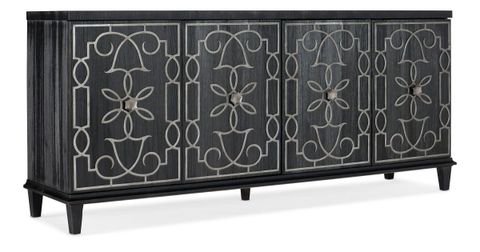 Hooker Furniture 628-85104-99 Melange 82" Wide 2 Drawer Wood Veneer ... for Hooker Furniture 628-85718 Melange 69"W Mango Accent Cabinet - Black Wood /